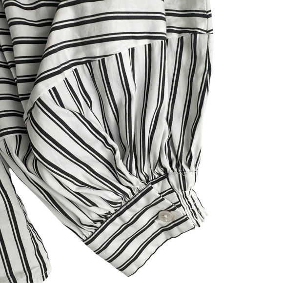 Chico’s Women’s Black and White Button Down Striped Long Sleeve Shirt - Picture 6 of 8